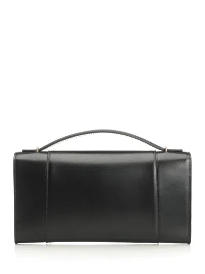 Balenciaga Hourglass Leather Top Handle Clutch In Black