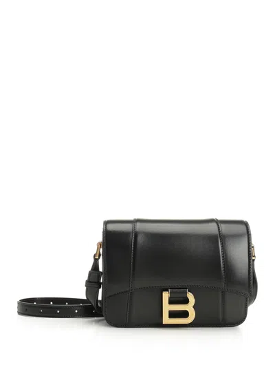 Balenciaga Hourglass Small Flap Bag Handbags Black In Black