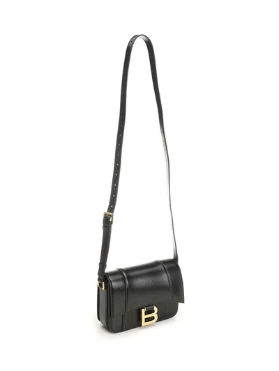 Balenciaga Hourglass Small Flap Bag Handbags Black In Black