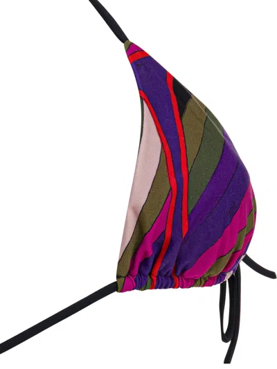 Pucci Iride Print Triangle Bikini Top Swimwear Purple In Animal Print