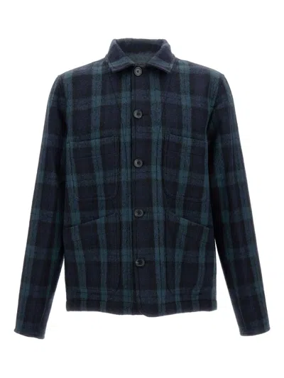 Paul Smith Checked Blazer With Button Front And Pockets In Blue