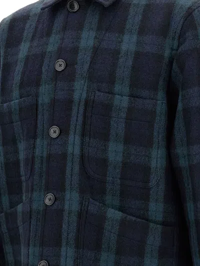 Paul Smith Checked Blazer With Button Front And Pockets In Blue