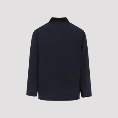 Maison Margiela Tailored Sports Jacket With Collar And Long Sleeves In Blue