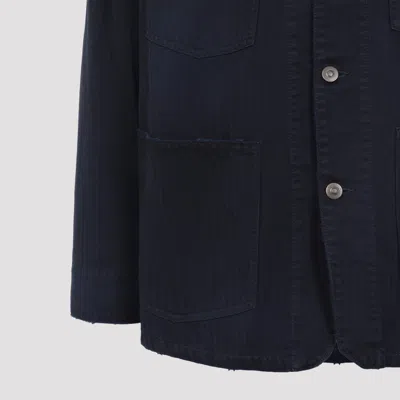 Maison Margiela Tailored Sports Jacket With Collar And Long Sleeves In Blue