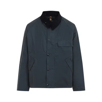 Barbour X Paul Smith Transport Waxed Grey Cotton Jacket In Blue