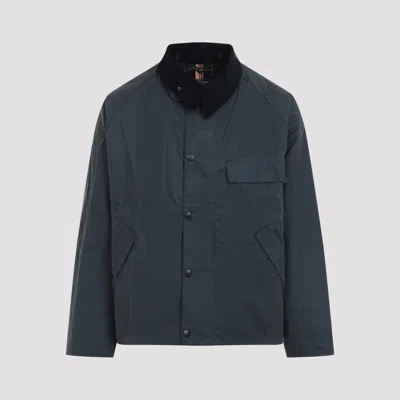 Barbour X Paul Smith Transport Waxed Grey Cotton Jacket In Blue