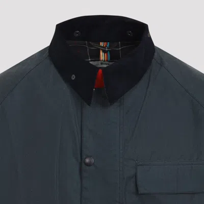 Barbour X Paul Smith Transport Waxed Grey Cotton Jacket In Blue