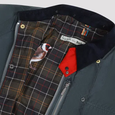 Barbour X Paul Smith Transport Waxed Grey Cotton Jacket In Blue