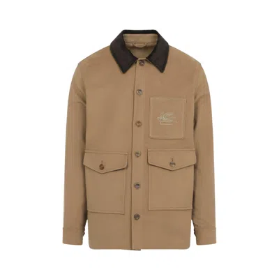 Etro Stylish Jacket With Chest Pocket And Flap Pockets In Neutral