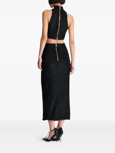 Balmain Jacquard-pattern Skirt In Black