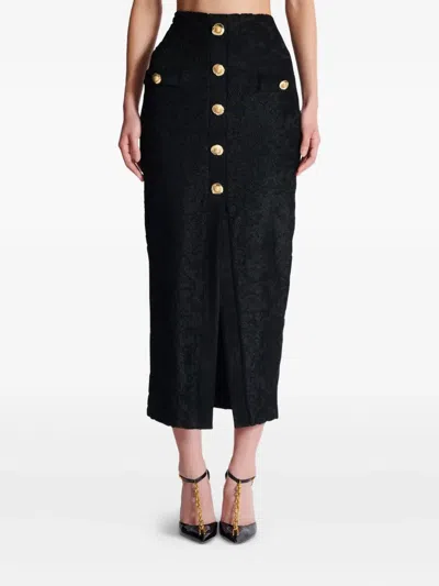 Balmain Jacquard-pattern Skirt In Black