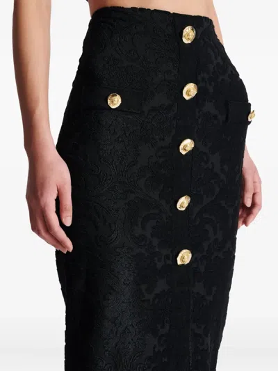 Balmain Jacquard-pattern Skirt In Black
