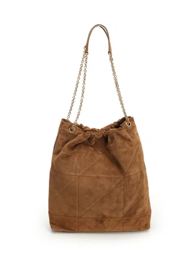 Saint Laurent Large Jamie Pochon Suede Shoulder Bag In Brown