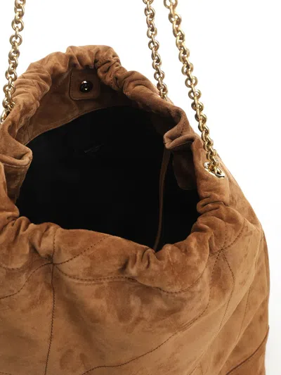Saint Laurent Large Jamie Pochon Suede Shoulder Bag In Brown