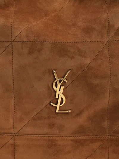 Saint Laurent Large Jamie Pochon Suede Shoulder Bag In Brown