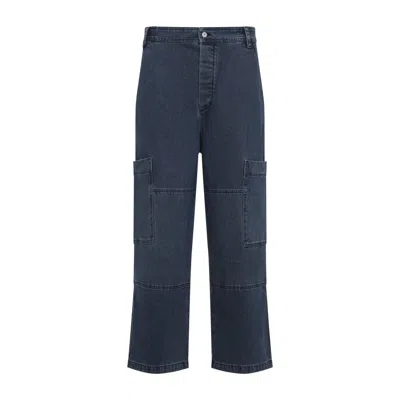 Jacquemus Navy Blue Cotton Le Cargo De-nimes Carre Jeans In Blue