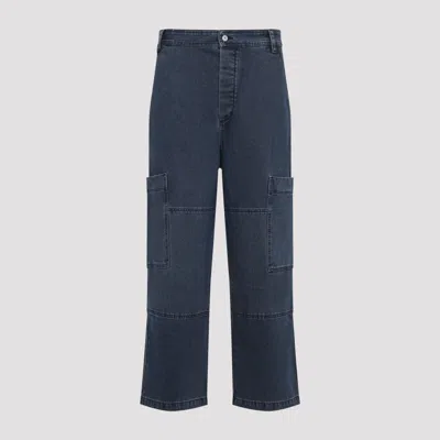 Jacquemus Navy Blue Cotton Le Cargo De-nimes Carre Jeans In Blue