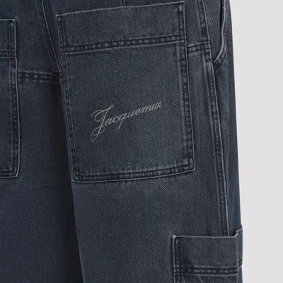 Jacquemus Navy Blue Cotton Le Cargo De-nimes Carre Jeans In Blue