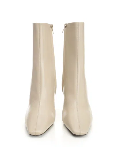 Saint Laurent Jill Booties In Smooth Leather In Neutral