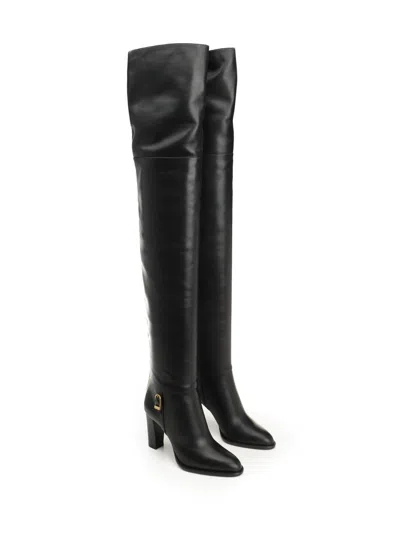 Saint Laurent Julia Over-the-knee Boots Black In Black