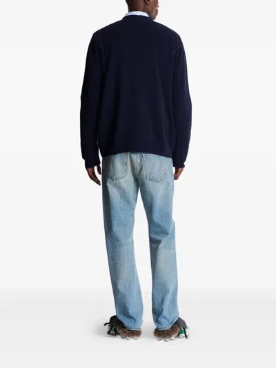 Balmain Eco-cashmere Cardigan In Blue