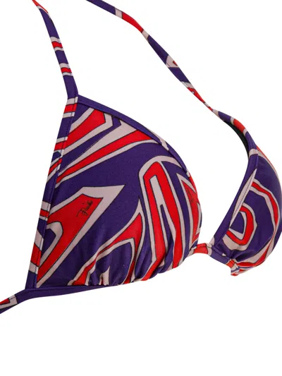 Pucci Labirinto Print Triangle Bikini Top Swimwear Purple In Blue