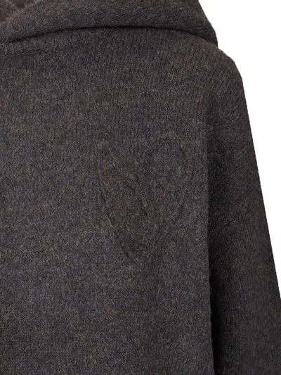 Acne Studios Layered Knitted Hoodie Sweatshirts Grey In Black