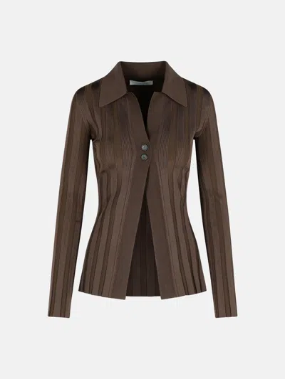 Sportmax 'albio' Coffee Shiny Viscose Cardigan In Brown
