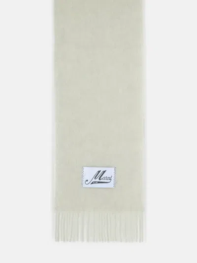 Marni Light Grey Alpaca Blend Scarf In White