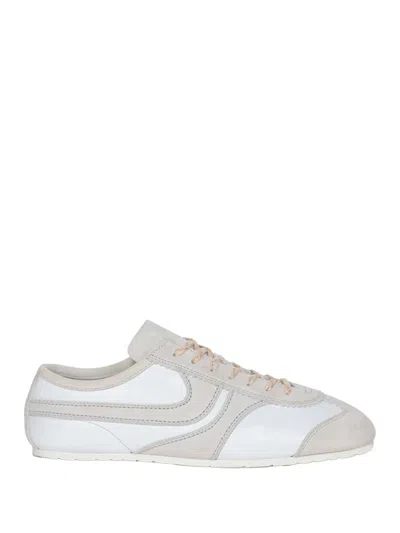 Dries Van Noten Leather Sneakers With Suede Inserts In White