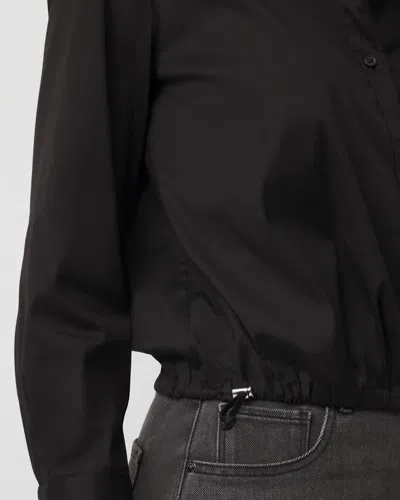 White House Black Market Drawstring Poplin Shirt In Black