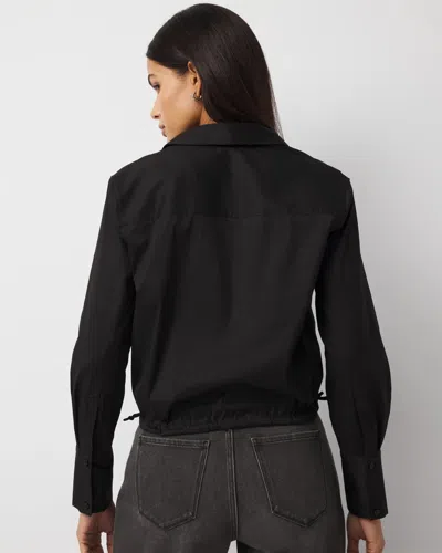 White House Black Market Drawstring Poplin Shirt In Black