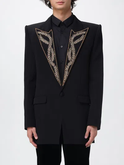 Balmain Leaf Design Embroidered Blazer In Black
