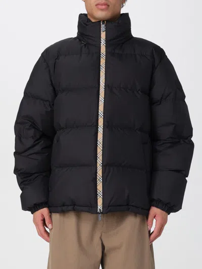 Burberry Men Snowdown Down Jacket With Checked Profile In Black