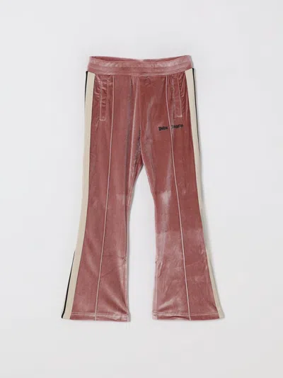 Palm Angels Chenille Track Flare Pants In Pink