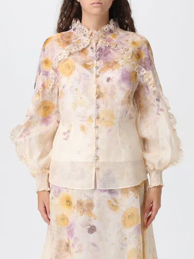 Zimmermann Printed Linen Blend Memento Shirt In Neutral