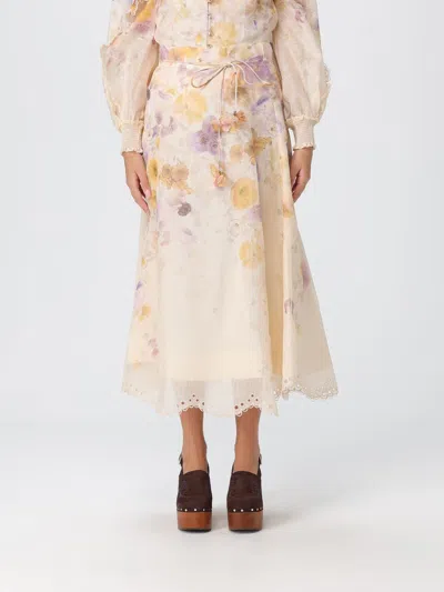 Zimmermann Printed Linen Blend Memento Skirt In Neutral