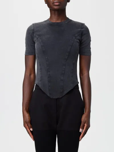 Balenciaga Washed Black Corset-style T-shirt In Gray