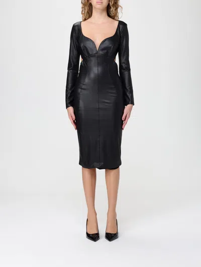 Elisabetta Franchi Cut-out Dress With Jewel Hooks In Black