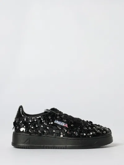 Autry Sparkling Black Low-top Sneakers With Sequin Detail In Black