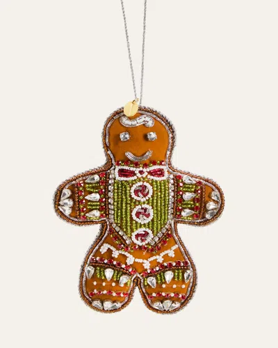 Sweet Savannah Velvet Gingerbread Man Christmas Ornament In Brown
