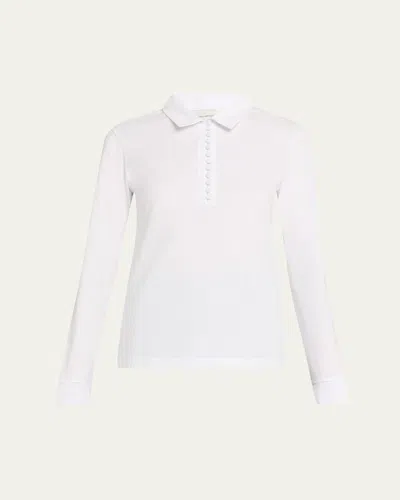 Dries Van Noten Herst Long-sleeve Polo Shirt In White