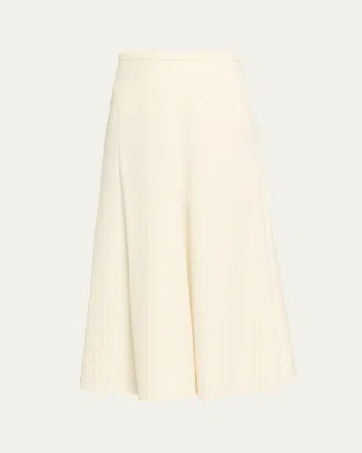 Brunello Cucinelli Wool-stretch A-line Midi Skirt In White