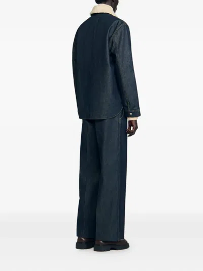 Sandro Shearling Pocket Jacket In Black