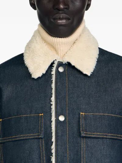 Sandro Shearling Pocket Jacket In Black