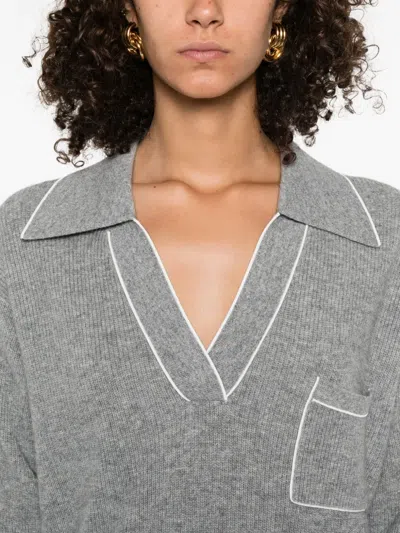 Sandro Polo-collar Patch-pocket Jumper In Gray
