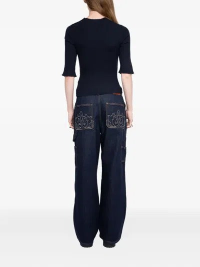 Zadig & Voltaire Womens Fobee Round-neck Wool-blend Jumper Black In Blue