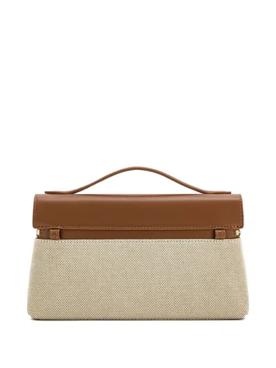 Jw Pei Top-handle Canvas Clutch Bag In Brown
