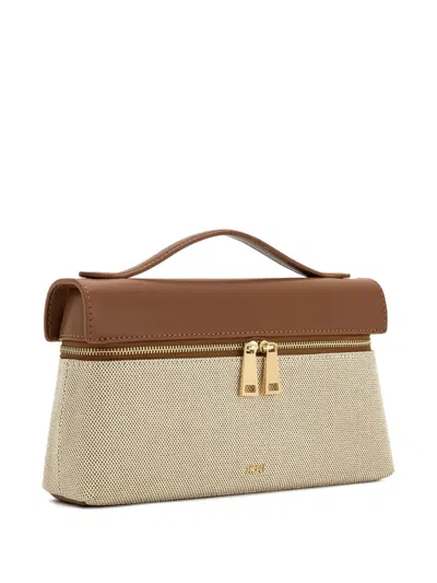 Jw Pei Top-handle Canvas Clutch Bag In Brown