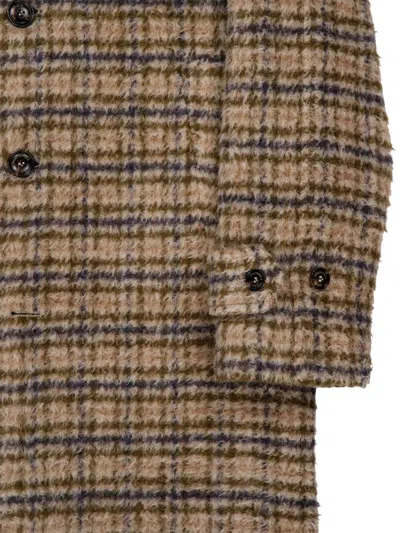Piacenza Cashmere Buttoned Checked Coat In Brown